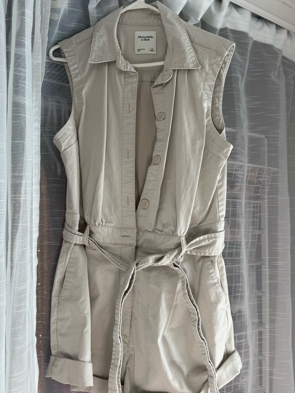 Abercrombie & Fitch Beige Sleeveless Utility Romper